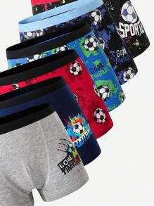 8pcs/Pack Toddler Tween Boy Cotton Colorful Football Printed Boxer Briefs, Multipurpose Underwear All Seasons Back To School Fashion - Multicolor - View 7