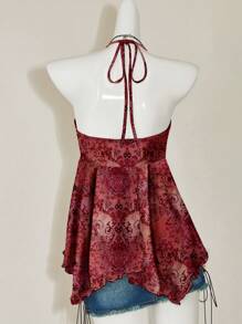 Attitoon Red Paisley Casual & Simple Women Vest, Suitable For Summer