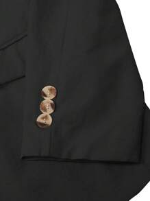 Calvornis 男士纯色西装套装（含夹克和裤子），夏季时尚 - 黑色 - 查看 4