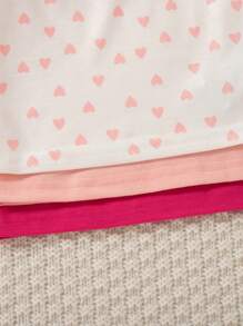 SHEIN 女婴心形印花圆领盖袖 T 恤和短裤两件套，舒适休闲套装，夏季 - 彩色 - 查看 10