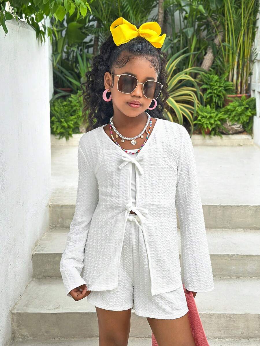 Tween Mädchen Einfarbig Minimalistisch Lässig Urlaub 2 Stücke Set