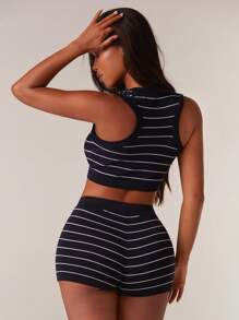 Athîral Blusa de punto a rayas para mujer, de moda para el verano