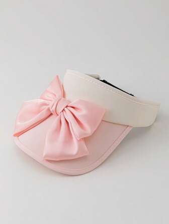 Kawaii 1pc Women's Fashion Elegant Bow Decor Visor Cap