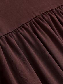 SHEIN MOD Đầm xòe không tay trang trí hoa 3D bằng kim loại thanh lịch cho nữ - màu nâu - Xem 4