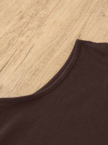 Attitoon Heart Pattern Casual Neck Tied Slim Fitting Tank Top For Women, Suitable For Summer Back To School - Brown - View 3