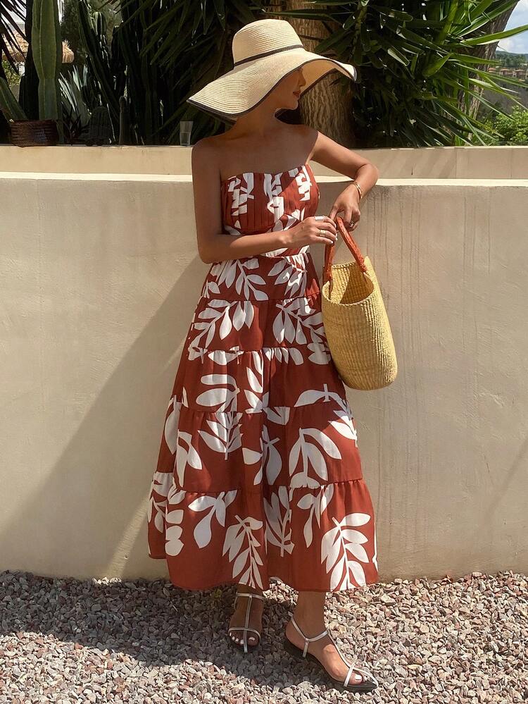 Women Floral Print Midi Tank Dress For Spring/Summer Cruise Outfit For Women Boho