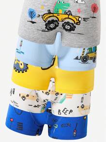 男童棉质舒适汽车恐龙印花七条装平角内裤 返校时尚 - 彩色 - 查看 7