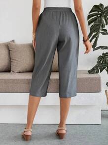 EMERY ROSE Women Plain Color Pants, Fashionable For Summer - Grey - View 2