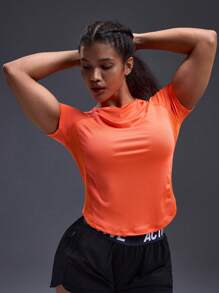 Powerista Women's Solid Color Raglan Sleeve Short Sleeve Casual Fitness T-Shirt - Orange - View 4