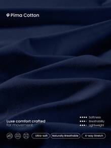 GLOWMODE Kaos Lengan Pendek Leher Bulat Ukuran Besar Unisex Katun Pima untuk Pakaian Kasual Sehari-hari - Dark Blue - View 4