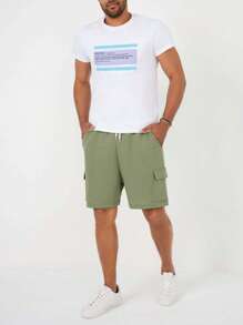 RueChic Cotton Men Flap Pocket Side Drawstring Waist Shorts