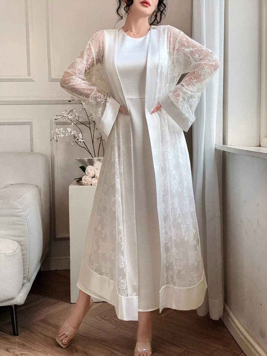 DAZY 两件套：女式全花卉印花长衬衫裙