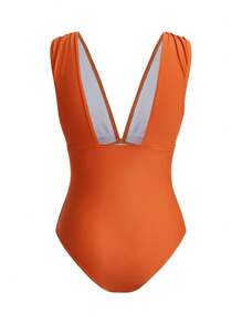 Swim Oasis Đồ bơi liền mảnh thiết kế vỏ sò sâu chữ V thanh lịch cao cấp màu nâu cho nữ - màu nâu - Xem 4