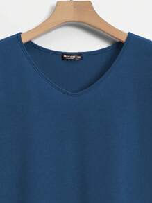 Lacomfia Kaos Lengan Kelelawar Polos Kasual Ukuran Besar, Atasan Biru Musim Panas - Dusty Blue - View 5