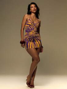 MUSERA 修身针织迷你吊带连衣裙，适合夏季、度假、音乐节、Y2k 伊比沙岛海滩假日夜生活，秋冬季皆宜。 - 黃色 - 查看 5