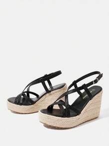 Styleloop Rope Woven Platform Wedge Sandals, For Party, Wedding, Daily Wear, And Holiday