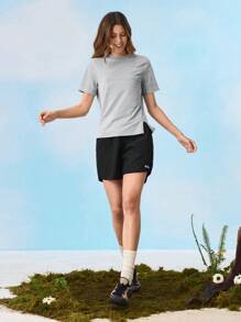 In My Nature 女式简约纯色短袖休闲户外T恤，夏季女式徒步旅行服装 - 灰色 - 查看 7