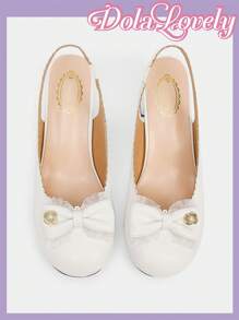 Dola Lovely 蝴蝶结风格玛丽珍优雅高跟鞋 - 白色 - 查看 5