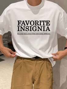 DAZY Camiseta blanca de verano casual con gráfico de eslogan para hombres
