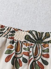 Rusticease Women's Full-Print Flare Leg Loose Casual Versatile Pants,Bohemian Clothes - Multicolor - View 4