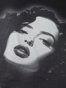 Manfinity Roghcode Men Young Street Style Portrait & Letter Print T-Shirt Set - Black - View 7