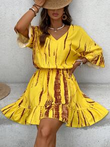 Breezaya Vestido corto de mujer con cuello en V, de moda para el verano