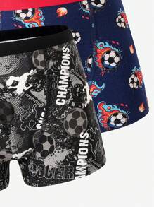 8pcs/Pack Toddler Tween Boy Cotton Colorful Football Printed Boxer Briefs, Multipurpose Underwear All Seasons Back To School Fashion - Multicolor - View 3