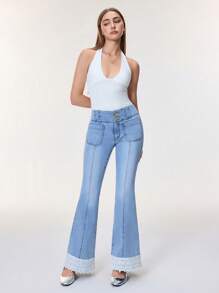 SHEIN BAE Jeans en denim élégant évasé et casual pour sortir pour femmes