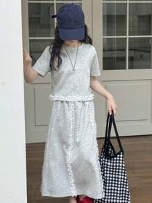 DAZY 青少年女孩休闲T恤和裙子套装