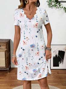 Breezaya Women's Summer Holiday Lace Patchwork Tie-Dye Print Sleeveless Dress