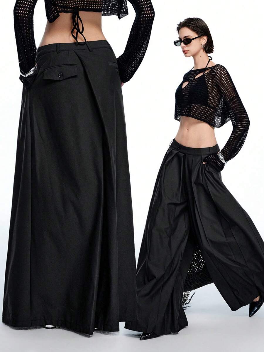 LYSMO 2025 New Arrival Spring-Summer Gender-Neutral Asymmetric Back Panel Ultra Wide-Leg Loose Pleated Suit Pants, Fashion-Forward, Perfect For Office And Casual Wear.