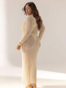 Aralina Casual Y2k 4th Of July Curve Crochet Sexy Beach Maxi Dress Perfect For Summer Festivals And Beach Outfits And Nights Out - White - View 6