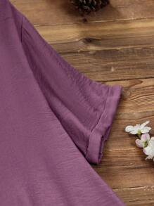 Lacomfia 女士休闲拼布短袖宽松衬衫