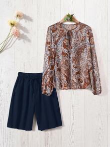 EMERY ROSE 女式纯色松紧腰宽松纹理短裤