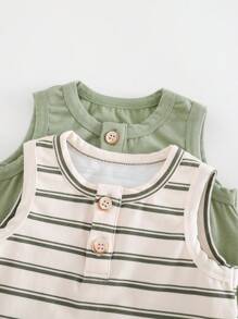 Cozy Pixies Newborn Baby Boy/Girl 2pcs/Set Soft Knit Crew Neck Sleeveless Pullover Top