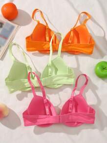 SHEIN 3pcs/Set Women's Solid Color Comfortable Bras With Underwire