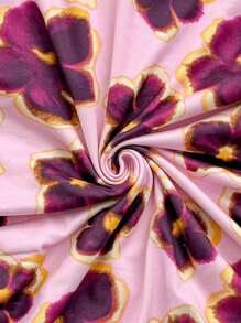 Soleia Stylish Asymmetrical Neck Print Tube Top, Sexy Bodycon Ruched Criss-Cross Front Bikini Top - Pink - View 5