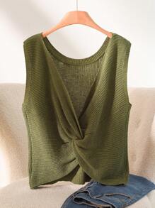 CosyJoli Plus Size Casual Twist Knit Vest Top
