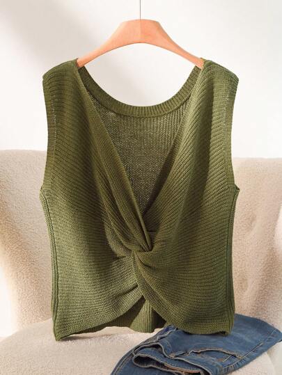 CosyJoli 大码休闲扭纹针织背心