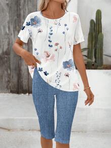 EMERY ROSE 2pcs Women Casual Simple Summer Set Suitable For Going Out