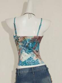 SHEIN ICON Áo không tay in hoa cổ điển, giản dị mùa hè - Nhiều màu - Xem 2