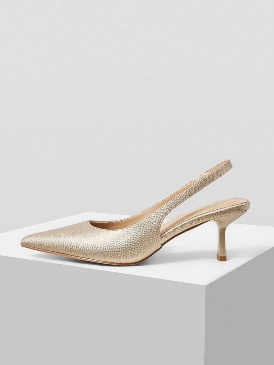 MOTF PREMIUM POINTED TOE SLINGBACKS HIGH HEEL PUMPS FOR CHRISTMAS - Gold - View 1