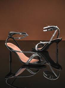 SHUZIA 女士时尚方头高跟凉鞋 - 黑色 - 查看 4