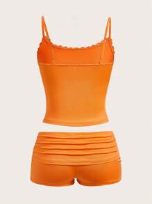 SHEIN EZwear 女士日常两件套服装 - 亮橙色 - 查看 2