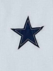 SHEIN Tween Girls' Casual Simple Comfy Patchwork Contrast Star Print Round Neck T-Shirt