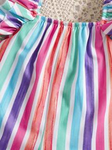 Travachic KIDS Newborn Baby Girl Cute Vacation Striped Cap Sleeve Romper, Summer - Multicolor - View 2