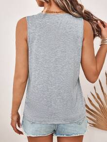 SHEIN LUNE Débardeur ample et décontracté de couleur unie, style minimaliste, adapté pour l'été, pour femmes - Gris pâle - Voir 2