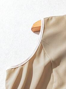 GlowEve Women's Sleeveless Solid Color Shirt, Fashionable For Summer - Khaki - View 3