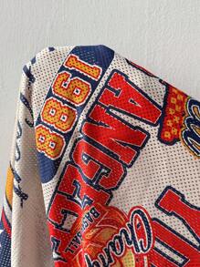 Coolane 女式夏季外出复古 Y2K 数字图案超大棒球服球衣 - 彩色 - 查看 7