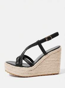 Styleloop Rope Woven Platform Wedge Sandals, For Party, Wedding, Daily Wear, And Holiday